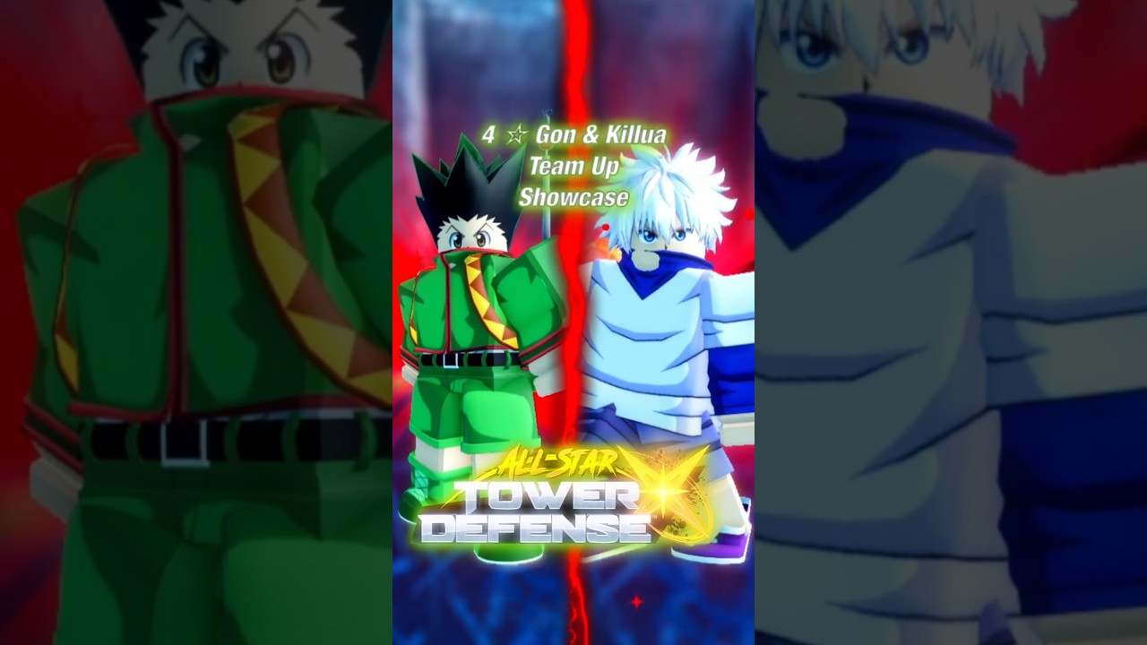 Max lvl 4 ☆ Gon & Killua TeamUp Showcase |Roblox| All Star Tower Defense X 