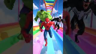🌈 Rainbow Road Superhero Run | Funny 3D Animation#RainbowRun #SuperheroChallenge #FunnyShorts