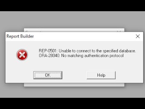 Rep-0501: Unable To Connect To The Specified Database Ora-28040: No  Matching Authentication Protocol - Youtube