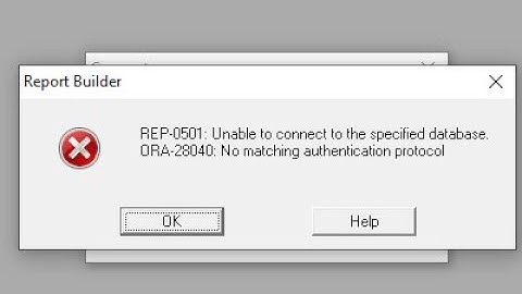 REP-0501: Unable to connect to the specified database ORA-28040: No matching authentication protocol
