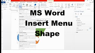 Microsoft Word Tutorial For Beginners(Insert Menu, Shapes) - Part 3