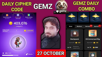 GEMZ DAILY CIPHER CODE + DAILY COMBO 27 OCTOBER | GEMZ DAILY CODE TODAY | GEMZ DAILY COMBO TODAY