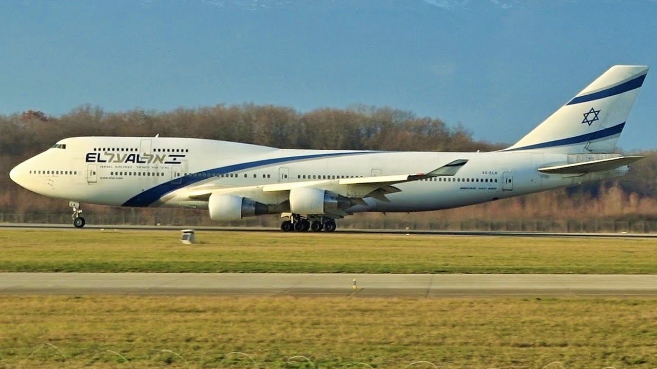[FullHD] El Al Boeing 747-400 landing & takeoff at Geneva/GVA/LSGG