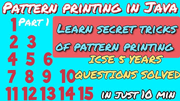 Pattern Printing using Nested Loop in Java  | Class 9 and 10 ICSE