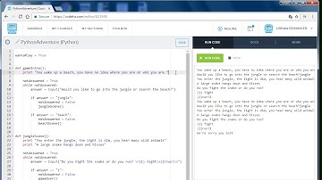 Python text adventure game (rambling teacher)
