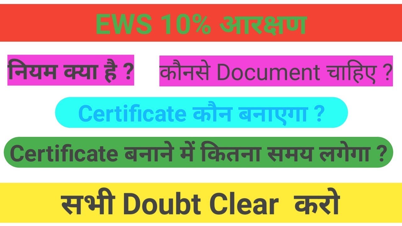 How To Apply For EWS Reservation Certificate | Documents Required | Rules | Procedure