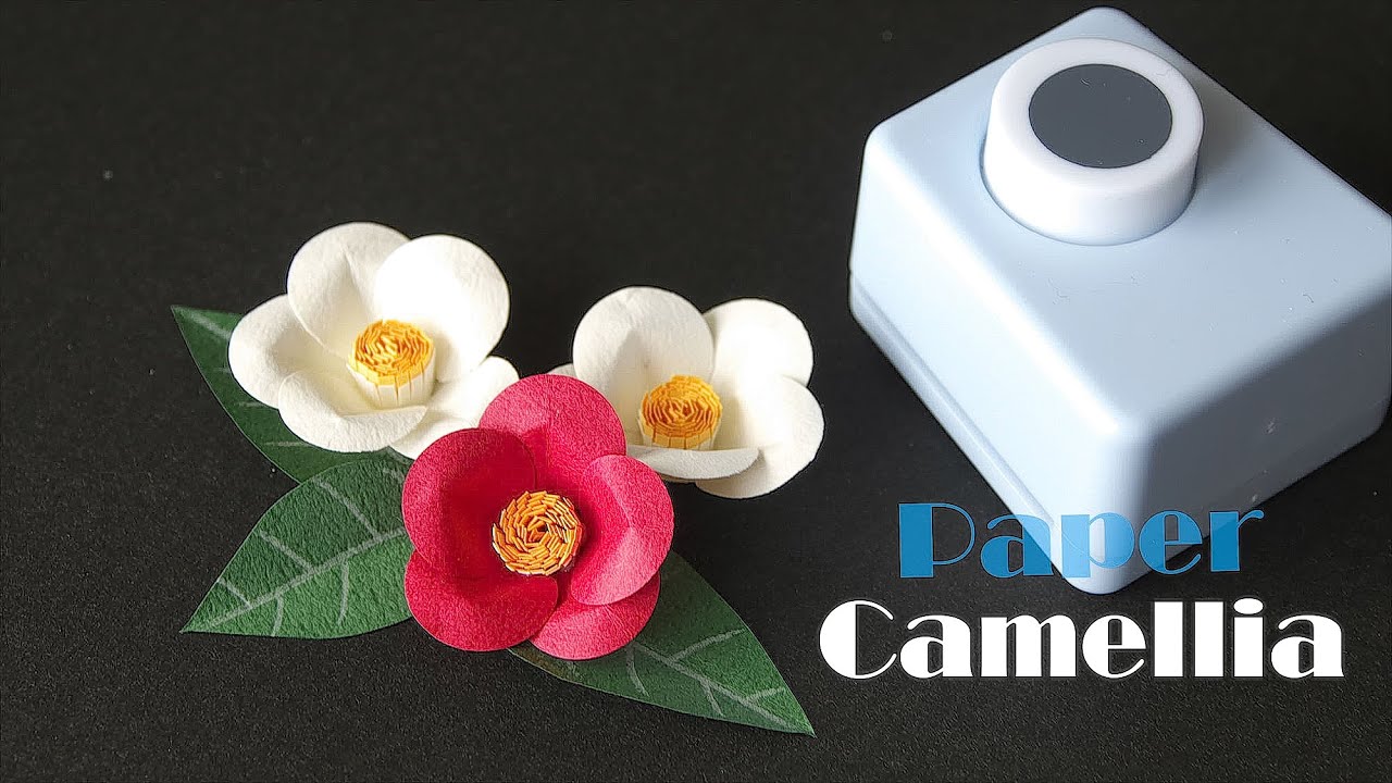 100均クラフトパンチで作る立体的な椿の花の作り方 How To Make Paper Camellia With Paper Punch Youtube