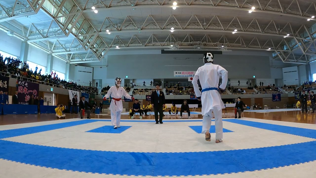 浪速 福井工業大学附属福井 第39回桃太郎杯全国高等学校空手道錬成大会 男子団体組手一年生大会決勝戦 記録席側