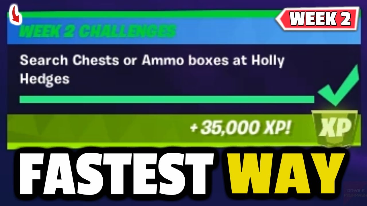 Search Chests or Ammo Boxes at Holly Hedges Fortnite WEEK 2 Challenges! YouTube