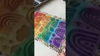 This rainbow stencil is beautiful! Creative Calligraphy #shorts #artshorts