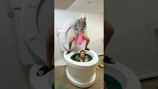 My Boyfriend Played Funny Prank On Me In Giant Toilet With Water Balloon And Tricked Me #Shorts