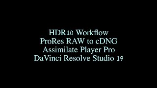 HDR10 Workflow: ProRes RAW to cDNG in DaVinci Resolve Studio 19