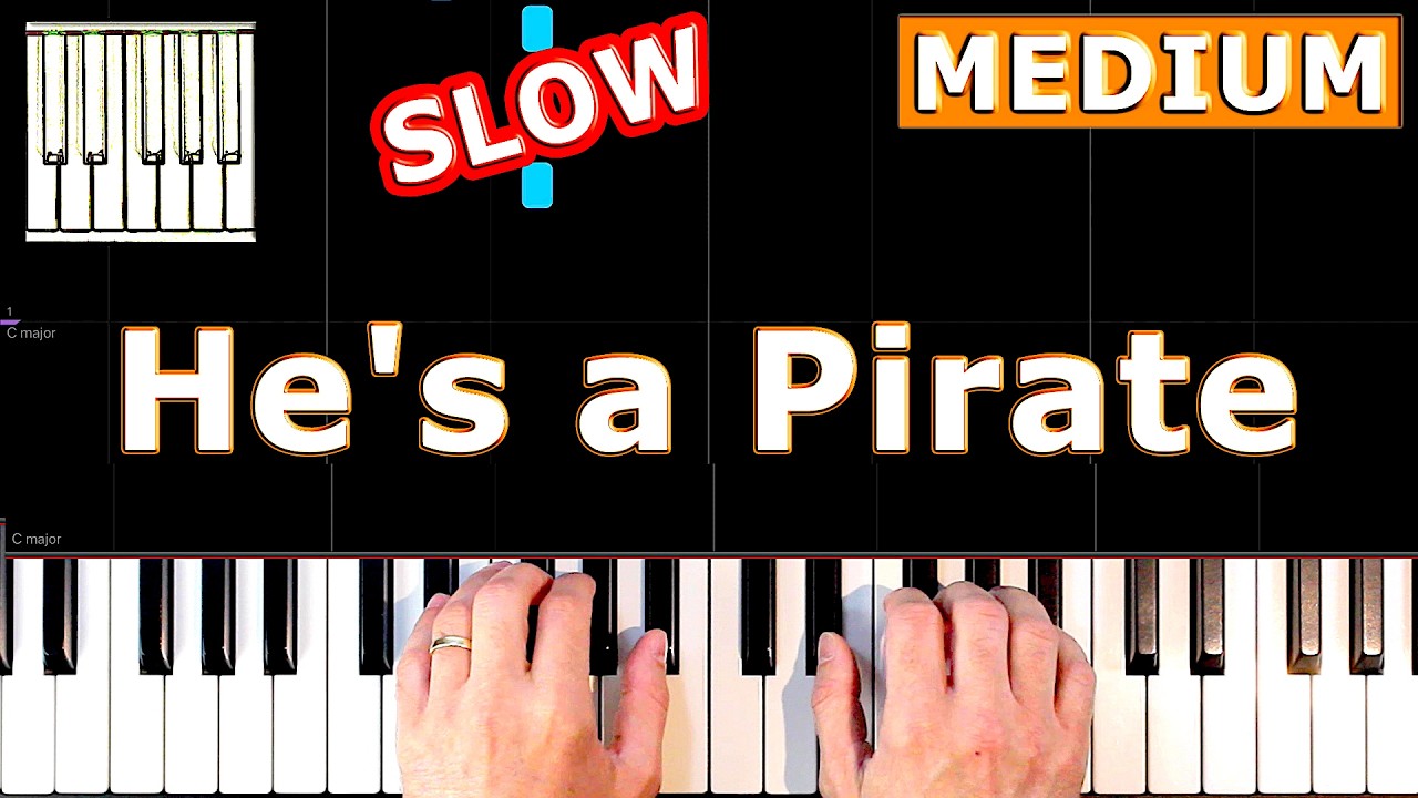 Pirates of the Caribbean - He's a Pirate - SLOW Piano Tutorial