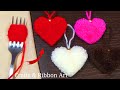 Easy Pom Pom Heart Making Idea with Fork - Amazing Valentine's Day Crafts - How to Make Yarn Heart