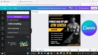 How to Design Gym Fitness Poster in Canva || How to Create Fitness Social Media Post on Canva #canva