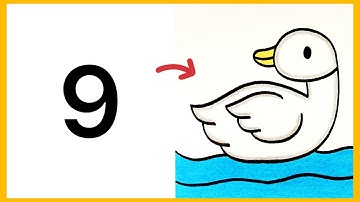 How to draw a duck step by step| Duck drawing with number 9