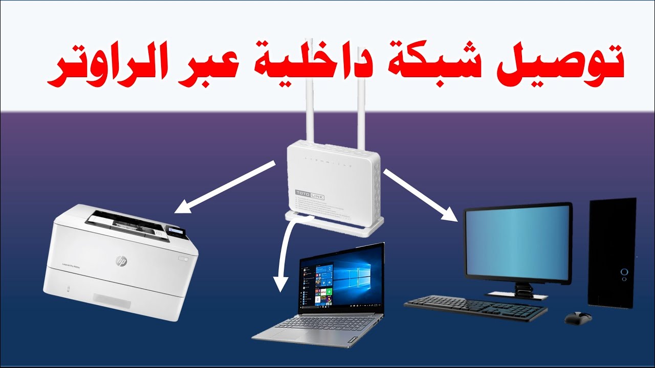 توصيل شبكة داخلية عبر الراوتر (المودم)- توصيل طابعة للراوتر - مشاركة ...