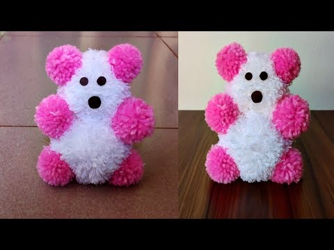 How To Make Pom Pom Teddy Bear With 