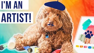 My dog made his own painting! (DIY dogmade art with peanut butter & tips for making a masterpiece)