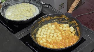Lots of Melted Cheese, Italian Dumplings. Cooking and Tasting. Italy Street Food
