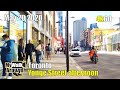 Walking Yonge Street from King Subway Station to Wellesley Station in the late afternoon Toronto 4k