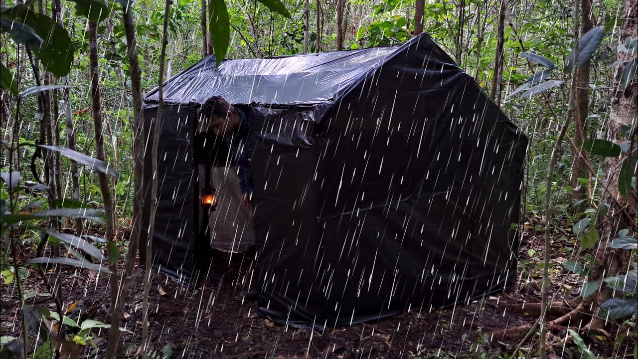 2 Hari Solo Camping, Hujan Deras di Hutan, Shelter Kantong Plastik