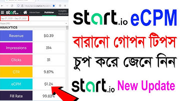 Start.io eCpm Low | কিভাবে বাড়াবেন গোপন টিপস | How to Make money online | Bnahla Tutorial