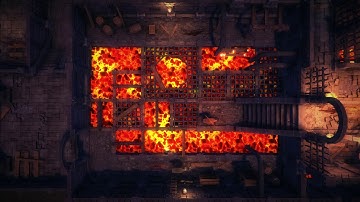 D&D Animated Encounter Battle Map - Fire Dungeon Firepit Traps Gridless