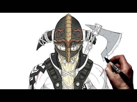 Video: How to draw a Viking with a pencil?