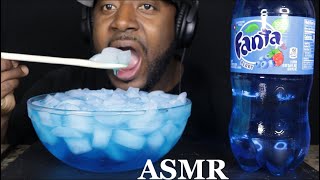 ASMR DRINKING BERRY FANTA AND EXTREME ICE EATING .  MUKBANG (NO TALKING) .