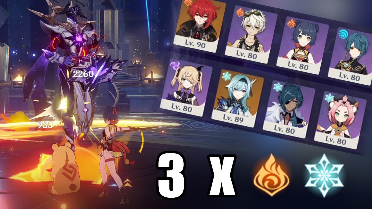 Triple Pyro And Cryo In Abyss Floor 12 Spiral Abyss 1 5 Genshin Impact Youtube