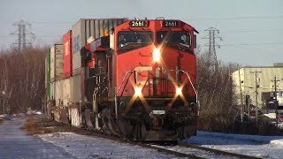 Long and Late CN Stack Train 120 w/DPU thru Moncton, NB