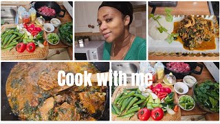 ⭐️COOK WITH ME AFRICAN FOOD EASY RECIPE OKRO SOUP WITH SPINACH &#dinner #delicious #family