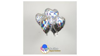 BallsSmiles - Баллон + 5 серебряных сердец с голографией