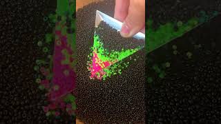 Oddly Satisfying Bead Mixing Scoop, Surprise Neon Electric Seed Beads. ASMR Sounds, DIY jewelry