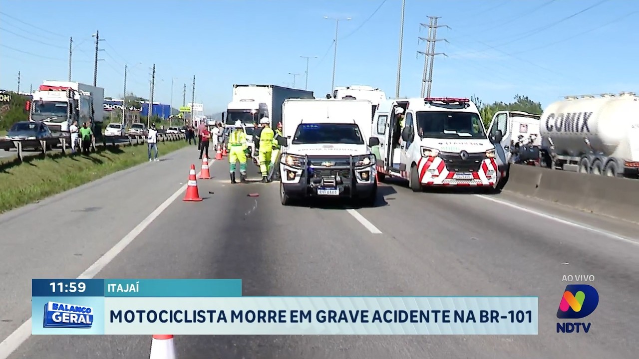 Acidente fatal na BR-101 termina com morte de motociclista