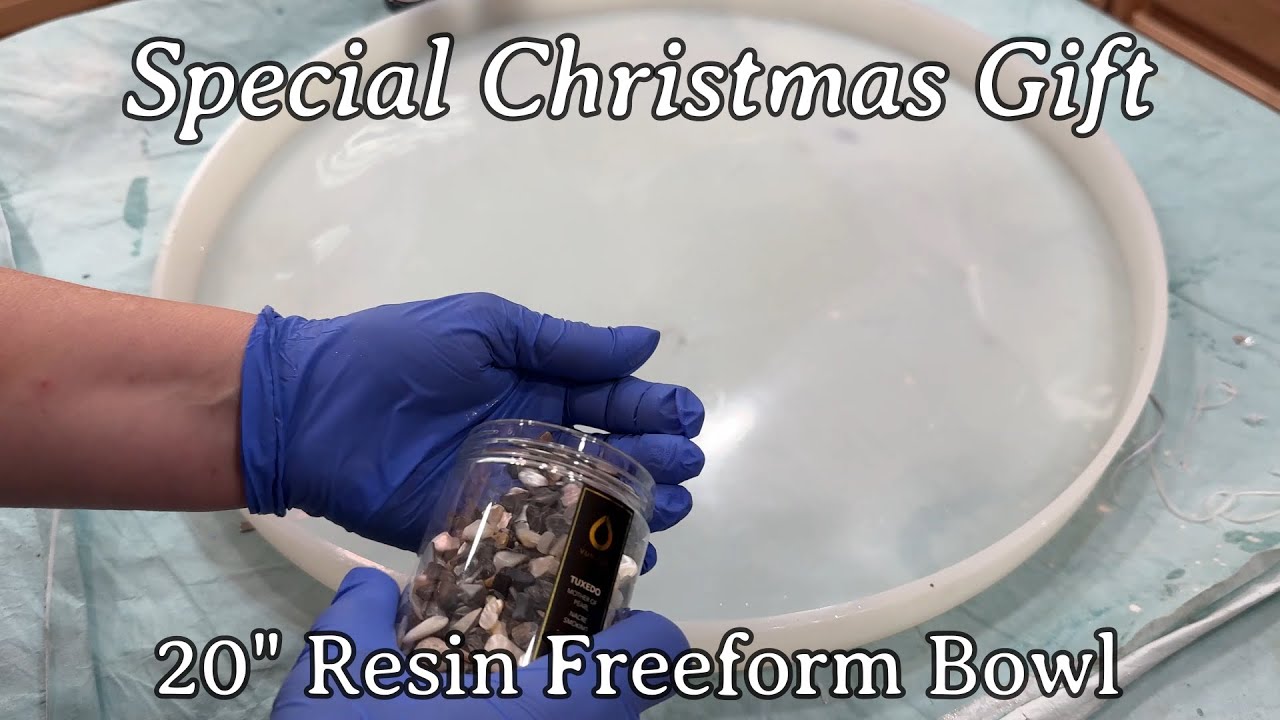 #349 Resin Freeform 20 Inch Bowl With Abalone Shell Border