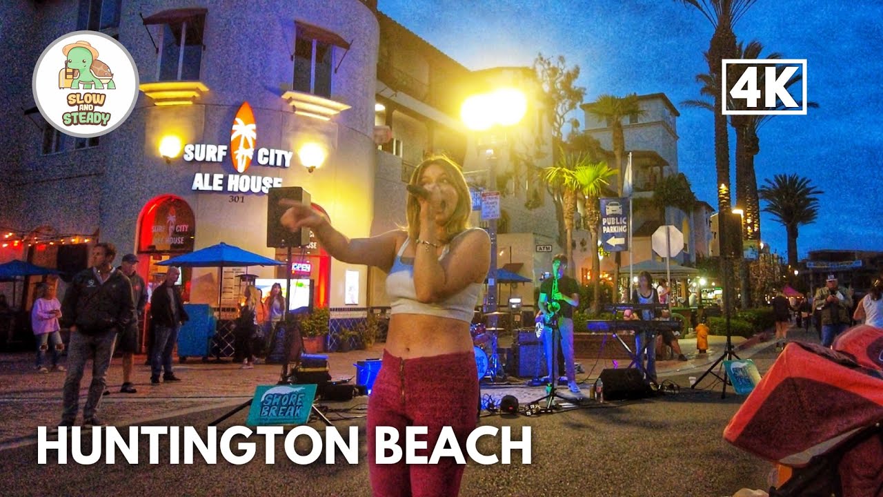 [4K] 🌴Tuesday | Huntington Beach California | Surf City Night Walking ...