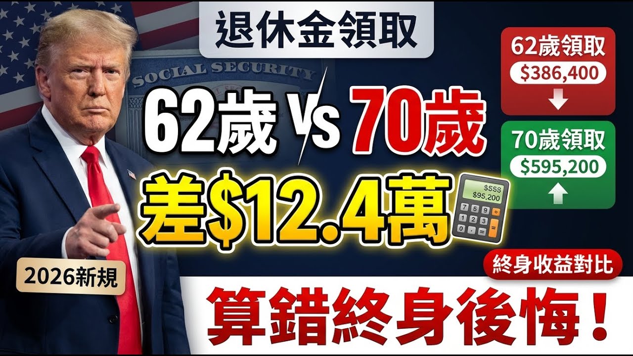 Social Security退休金提前领vs延迟领：62岁vs70岁终身收益对比计算