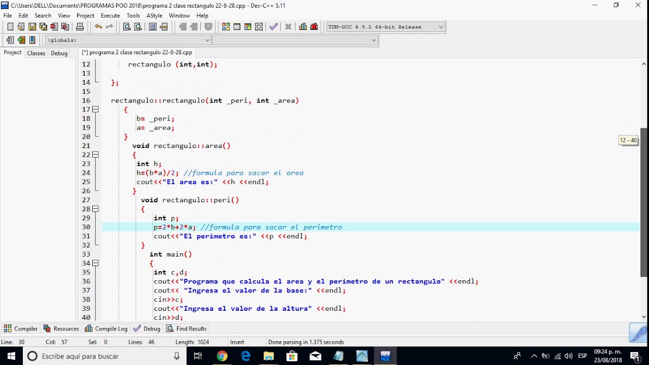 clase rectángulo (en dev c++) - YouTube