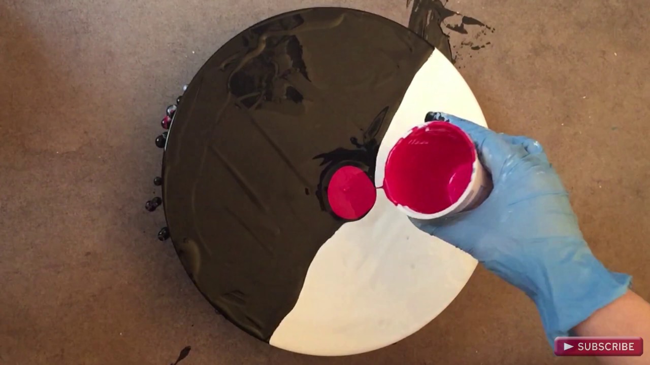 (018) 🎨 acrylic pouring dutch pour technique with black and white base ...