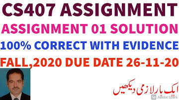 CS407 Assignment 01 Solution Fall 2020 by Tech Solo Soft