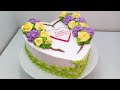 Торт Сердечко с Гортензиями и Розами(крем БЗК). /Cake Heart  with Hydrangeas and Roses.