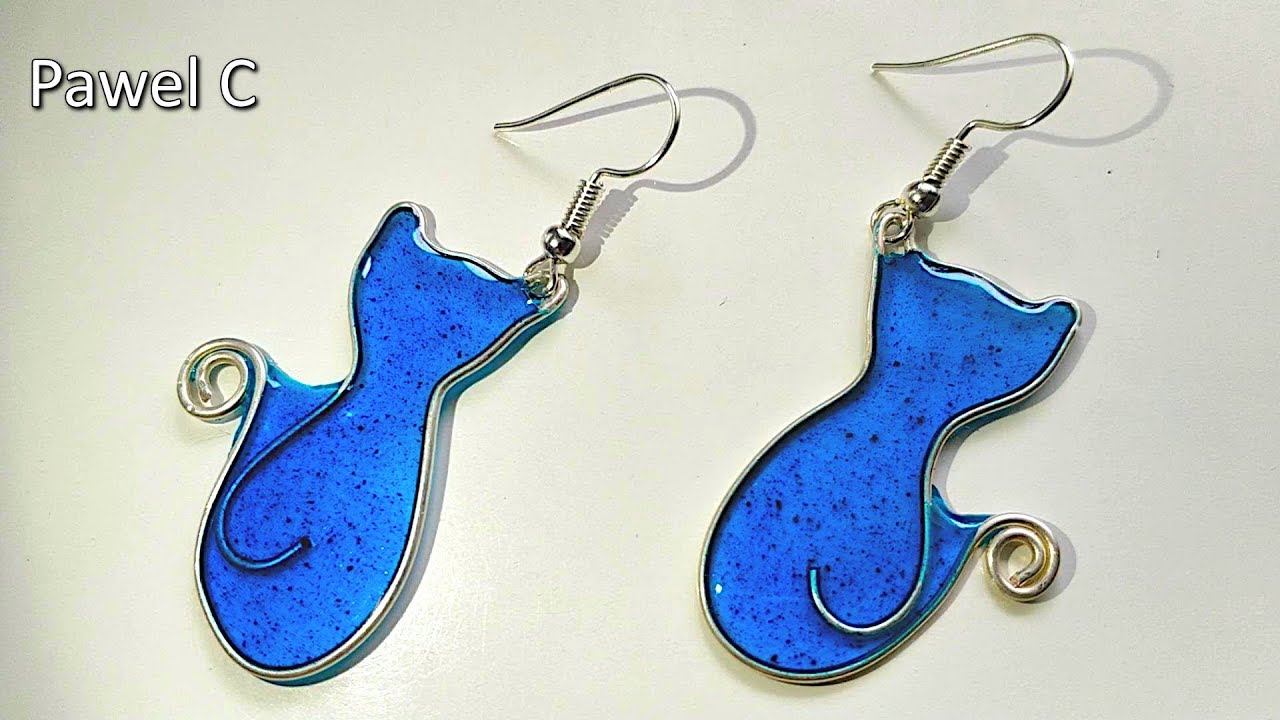 How to make Cat Earrings from epoxy resin and wire DIY