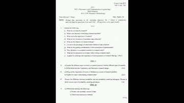 M.F (Electronics &Communication Engineering)3rd sem Previous Year Paper2022 Research Methodology