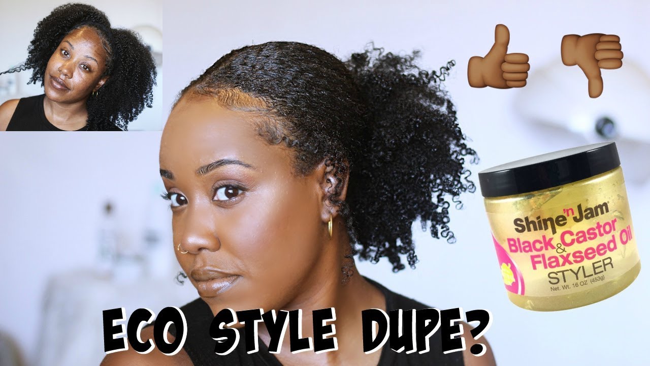 First Impressions Shine N Jam Black Castor Flaxseed Oil Styler On Kinky Curly Hair Youtube