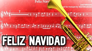 Video thumbnail of "Feliz Navidad - Bb Trumpet Sheet Music Play Along"