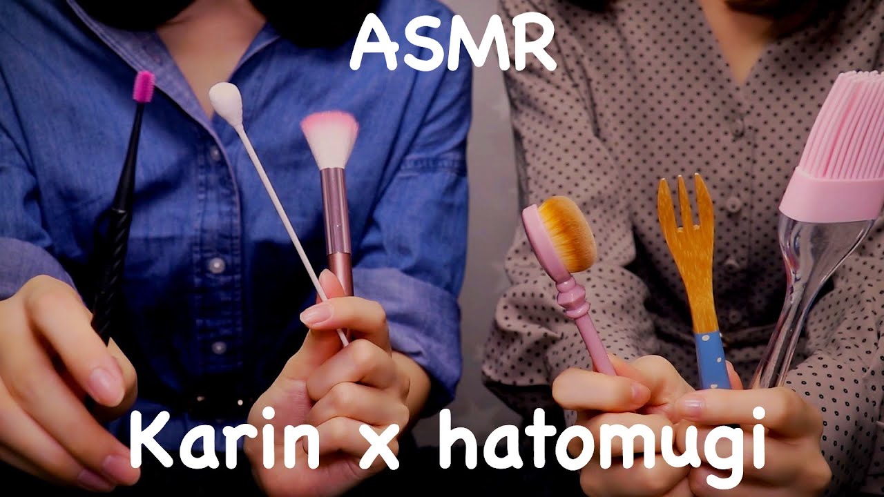 [華凛×はとむぎ コラボASMR]意味不明な言葉を囁きながらハンドムーブメント👋息を吹きかけながら耳の中を引っかく👂