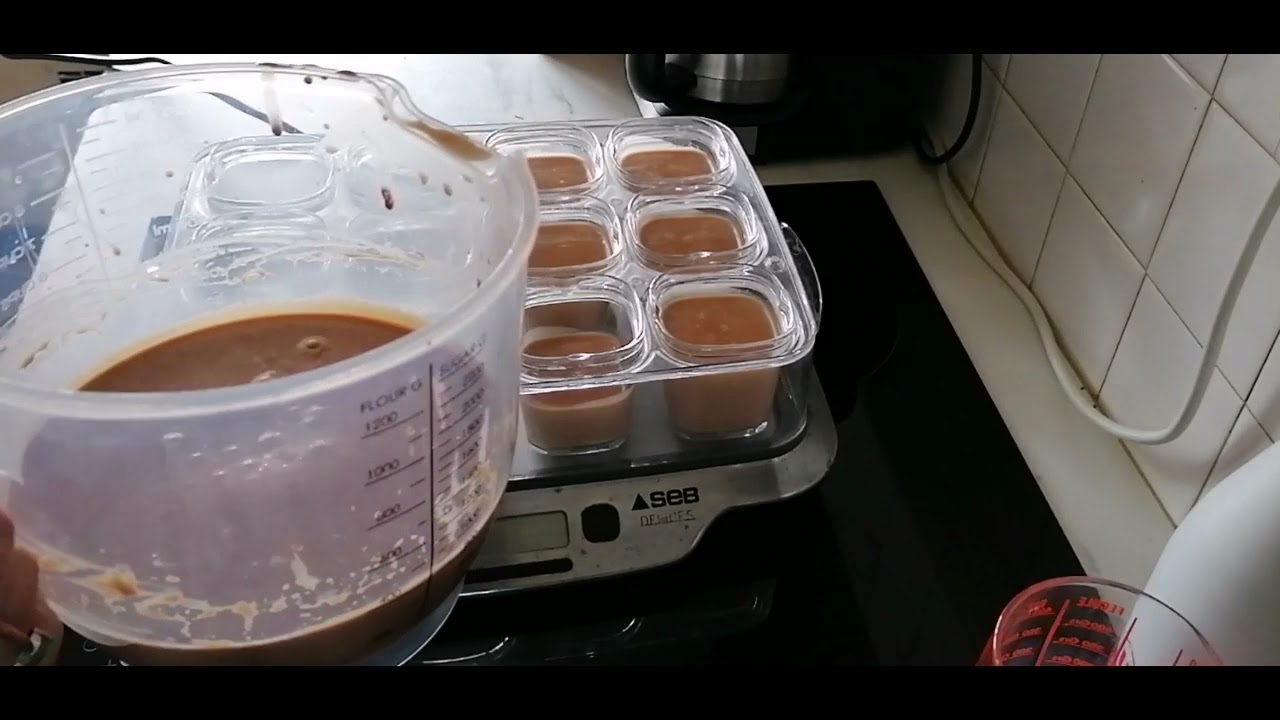 # crème dessert #multideliceSeb crème dessert au CARAMEL et praliné, multi délices SEB 12 pots