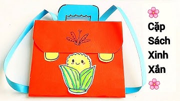 Cặp sách xinh xắn/Mĩ thuật lớp 2/làm cặp sách từ bìa cứng/@emvesacmau 